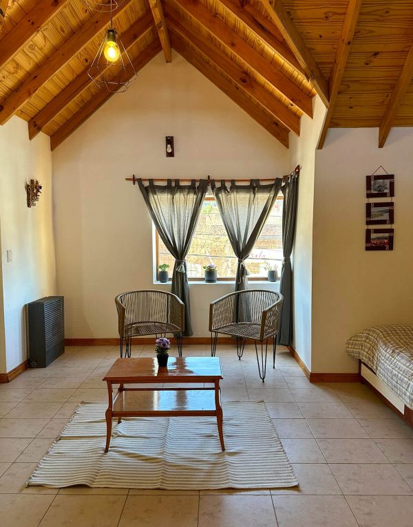 Living con vista a las montañas en departamento en Esquel