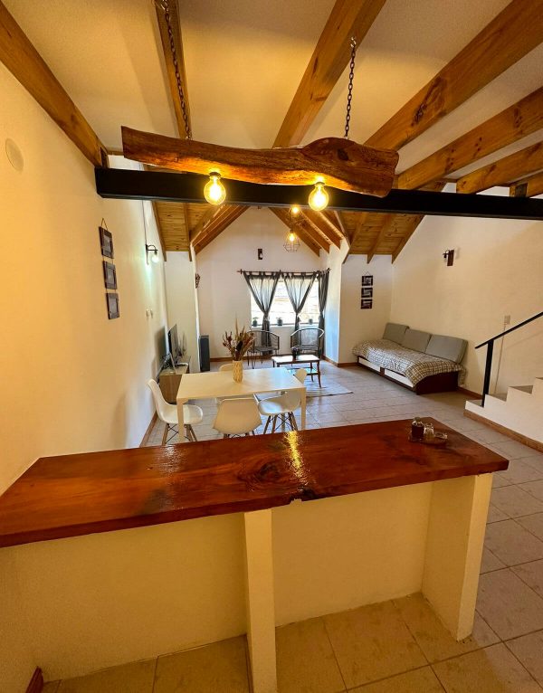 Vista desde la cocina de nuestro departamento para tres personas en Esquel