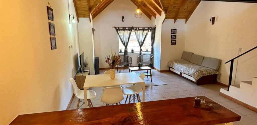 Vista desde la cocina de nuestro departamento para tres personas en Esquel